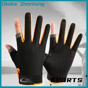 Dtake 1Pair Anti-Slip Breathable Fishing Gloves Two Finger Cut Durable Outdoor Fishing Cycling Gloves Fitness Carp Mitten