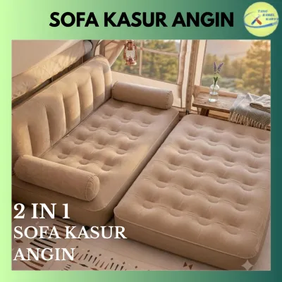 Sofa Kasur Angin 2in1 Otomatis Inflatable Bed Free Pompa & Bantal Tempat Tidur Portable