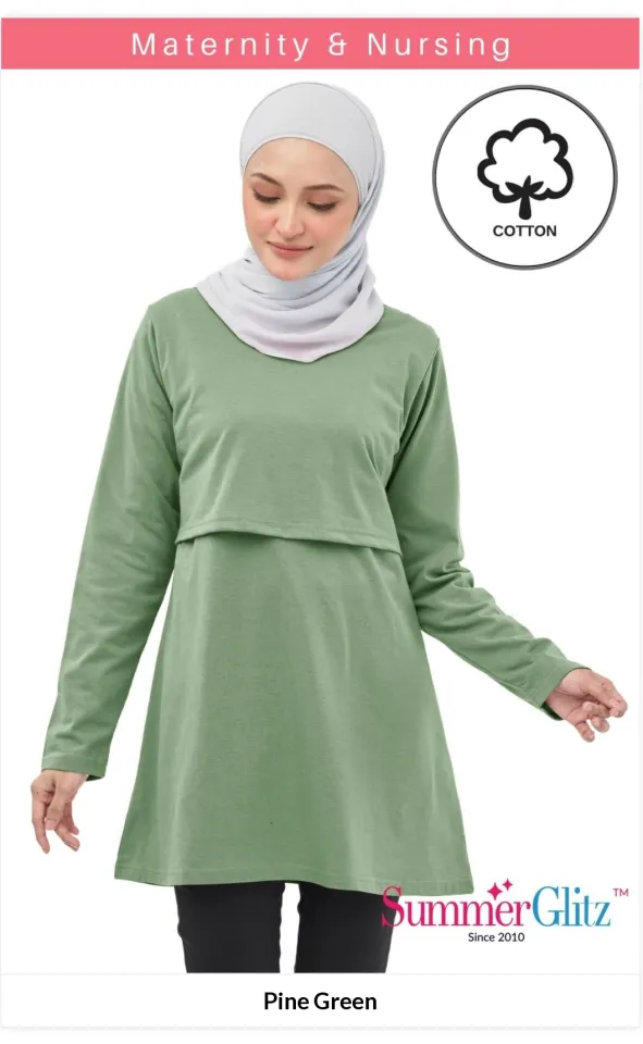 SummerGlitz Maternity & Nursing Cotton Long Sleeve T-Shirt / Baju