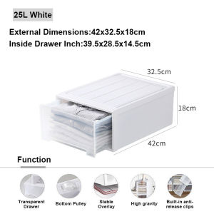 SOFTHOME Multi-Purpose Stackable Lingerie/Clothes Plastic Drawer Storage Box Clothes Organizer Box