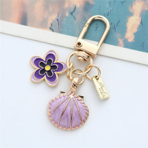 Metal Shell Keychain Small Flower Tag Design Keychain Earphone/Bag Ornaments Girl Cute Style Keychain