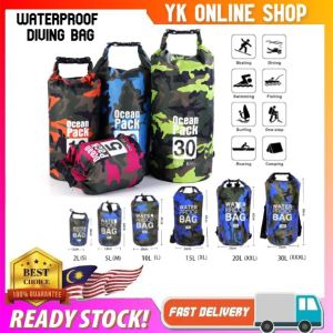 **Malaysia Seller** Camo 2L / 5L / 10L /15L / 20L / 30L Dry Bag Waterproof Diving Bag Travel Waterproof Dry Bag for Camping