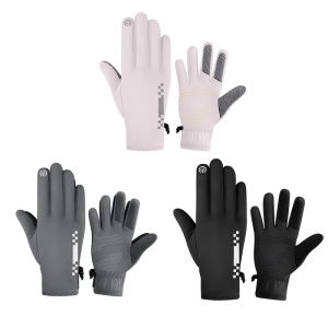 ถุงมือปั่นจักรยานมีฉนวนกันความร้อนกันลมด้านหลังและที่ยึดกันลื่นที่มีความปลอดภัยถุงมือจักรยานสำหรับอากาศหนาวหน้าจอสัมผัส