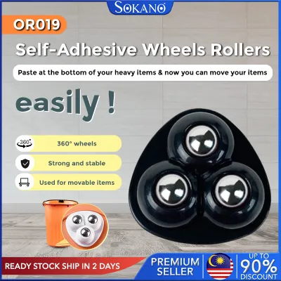 SOKANO OR019 Wheels Rollers Self-adhesive Three Beads Universal Wheel / Stainless Steel Beads Pulley 360°Rotating Wheels / Mute Mini Hole-free Swivel Casters