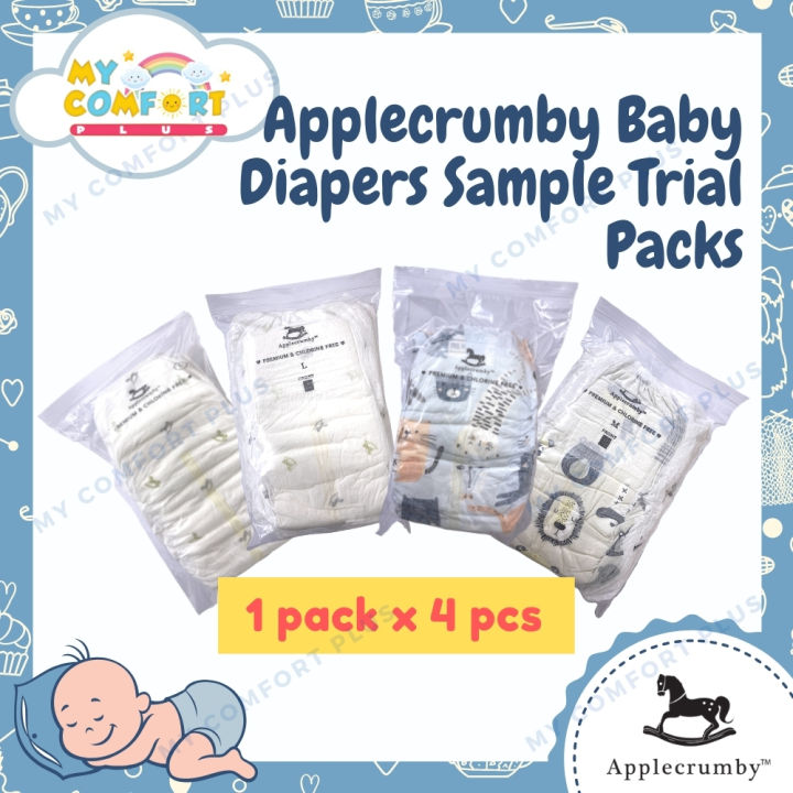 TRIAL SAMPLE PACKS) Applecrumby Chlorine Free Premium Baby Diaper