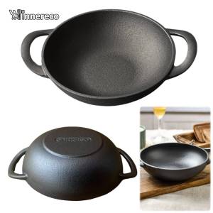 19cm Cast Iron Mini Skillet Pan Cooking Pot with 2 Handles Saute Pan Fast Heat Saucepan Non-Stick Frying Pan for Home Kitchen Thick-Base Nonstick Pan Perfect for Steaks/Fish/Veggies Oven/Stovetop Compatible
