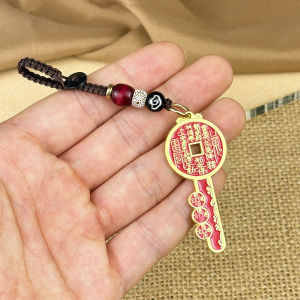 已开光 招财 新款山鬼钥匙扣黄铜十二生肖转转招财挂件朱砂葫芦男女汽车钥匙链礼物 Fortune Mountain Ghost Spend Money Key Twelve Zodiac Fortune Pendant Creative Car Key Chain Hanging Ornaments for Men and Women Accessories Gifts