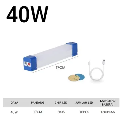 LAMPU LED DARURAT PANJANG USB CHARGING / NEON T7 USB BOLAM LET PORTABLE EMERGENCY MATI LAMPU LID TERANG UNTUK KEMPING OUTDOOR DAN BELAJAR SISTEM CAS BISA PAKAI POWERBANK