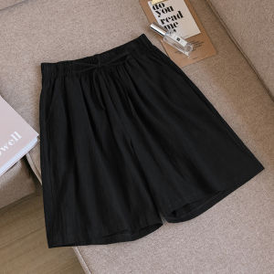 Womens Simple Loose Korean Solid Color Shorts Mid-length Five-point Pants Summer 2023 New Breathable Casual Mid-Waist Wide-Leg Pants Plus Size Shorts Daily Home Wear Pants