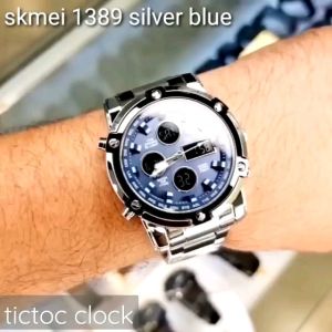 Jam Tangan Pria Stainless Rantai SKMEI 1389 Kasual Millenial Watch Tahan air Analog Digital tahan air 30atm