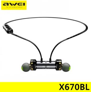 AWEI X670BL Dual Drivers Magnetic IPX4 Wireless Bluetooth Sports Earbuds Headset