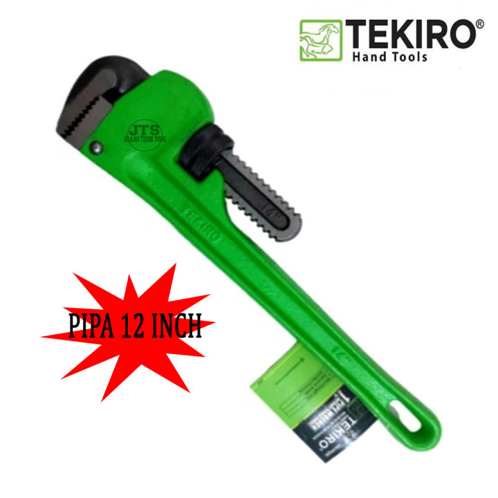 TEKIRO Kunci Pipa Pipe Wrench Kunci Ledeng 12 Inch Heavy Duty Kunci Monyet 12'' / Kunci Monyet Heavy Duty 10 inch Max.1 1/4" Kunci Pipa Ledeng Hitam Hioshi