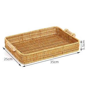 Hand-Woven Rattan Basket/Rattan Storage/Rattan Tray/Wicker Basket/Handmade Rattan Multipurpose Storage Box