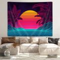 Retro Neon Vaporwave Tapestry for Men Bedroom, Cool Trippy Mountain Sun Art Tapestries Wall Hanging for College Dorm Living Room Office Decor 60X40", 70s 80s Party Arcane Future Poster Blanket. 
