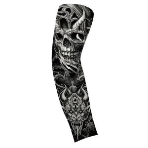 Elastic Flower Arm Tattoo Sleeve Breathable Flower Arm Pattern Ice Silk Arm Sleeve Cycling Gloves Long-sleeved Sun Protection Cover Men/Women