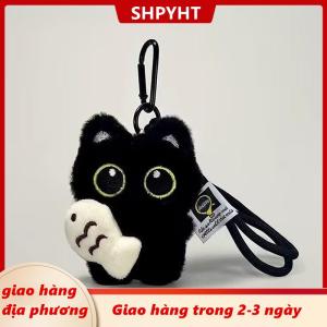 [COD] SHPYHT Giao hàng địa phương Dễ thương sang trọng mắt to mèo đen Búp bê mặt dây chuyền cô gái Ba lô búp bê mặt dây chuyền vài túi Keychain điện thoại quyến rũ Túi phụ kiện Mặt dây chuyền