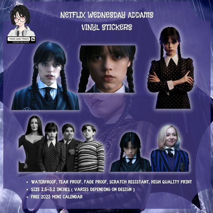 Netflix Wednesday Addams Graffiti Vinyl Sticker Jenna Ortega Enid Logo +  Free Calendar 2024 Transferable Waterproof Tear Proof Scratch Resistant  Fade Proof For Aquaflask Tumbler Laptap Phone Ipad Guitar Skateboard or any