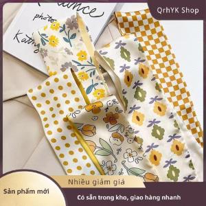 Hàng có sẵn✨ 2 5 chiếc khăn lụa nhỏ trang trí đa năng màu vàng cổ điển băng đô băng đô dài băng đô phụ kiện tóc nơ