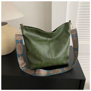 EchoBliss  กระเป๋าสะพายสายกว้างย้อนยุคความจุขนาดใหญ่สำหรับเดินทางทุกวันกระเป๋าทรงจีบคุณภาพสูง