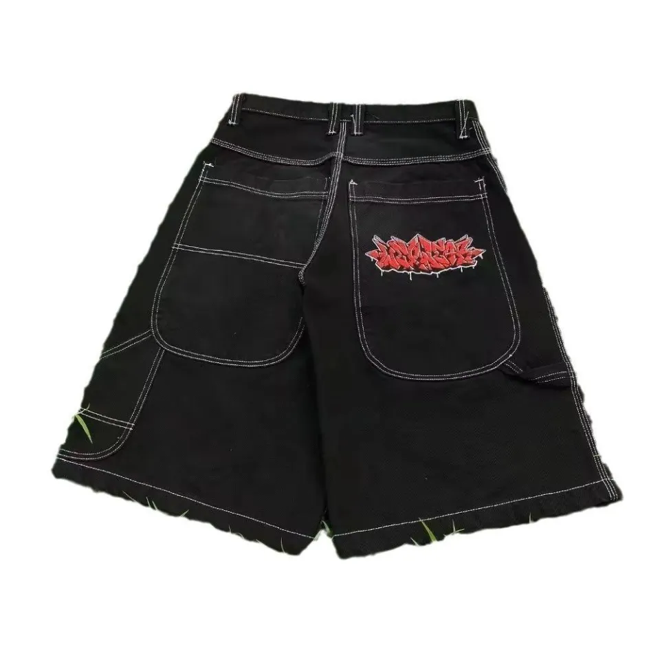 Wexwear Trendy Brand Vintage Baggy Jeans Shorts Men Harajuku