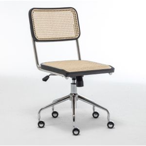 Nordic Rattan Study Chair Rotating Movable Chairs French Vintage Furniture Minimalism Home Office Design Piece