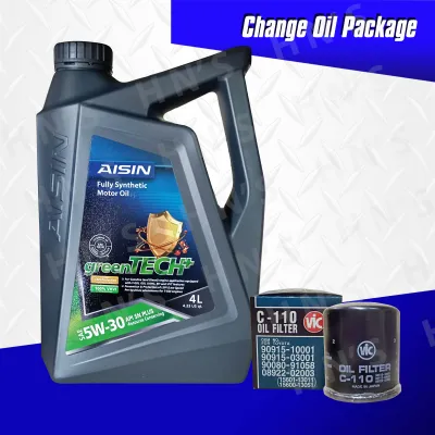 AISIN Fully Synthetic SAE 5W-30 Oil Change Package for Toyota Vios / Rush / Altis / Corolla / Yaris / Echo / Avanza / Wigo / Bb ( 4 Liters + Vic Filter )