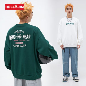 HELLO JIM Sweatshirt For Men Round neck sweater men 2022 autumn retro print loose coat hoodie Men J3582