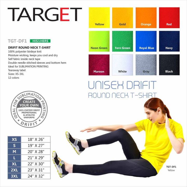 TNF Plains: (2XL-3XL) TARGET Drifit Round Neck T-Shirt Lazada PH