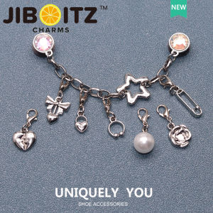 JIBBITZ cross charms ตัวติดรองเท้า Silver Diamond Chain ตัวติดรองเท้า cross