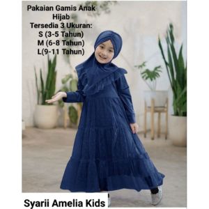 PAKAIAN GAMIS ANAK WANITA TERBARU FREE HIJAB/SYARII AMELIA KIDS/(3-11 TAHUN)