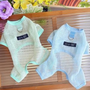 IPIE2 Thin Dog Sun Protection Clothes With Traction Flower Print Four Legged Dog Clothes Lightweight Breathable Mesh Dog Cooling Jumpsuit Spring Summer