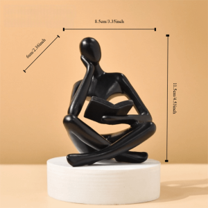 LUXURYLYN Modern The Thinker Statue Abstract Nordic Style Reading Sculpture Black Bookshelf Resin Figurine Ornaments Office Decor