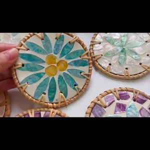 Rattan Shell Coaster 10cm Multi Use Rattan Shell Table Protector Pad Increase Decorative Effect Kitchen Tools 藤编彩色杯垫