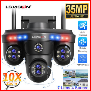 LS VISION 35MP 7เลนส์4หน้าจอ3 10X ออปติคอลไฮบริดซูมไฮบริด WIFI PTZ กล้องวงจรปิดตรวจจับแบบแมนนอยด์อัตโนมัติติดตามกล้องวงจรปิดบลูทูธ IP66กลางแจ้งกันน้ำเต็มรูปแบบการมองเห็นได้ในเวลากลางคืนกล้อง IP เสียงสองทาง