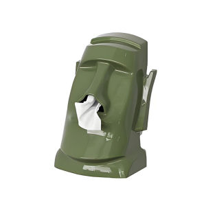 Green Moai Head Tissue Holder 23.5cm Creative Tissue Box Multi-function Home Desk Organizer