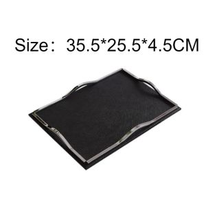 Sacesr Luxury Storage Tray Modern Metal Leather Rectangular Trays Minimalist Art Aesthetics Plates Home Bathroom Storage Organization Z1H5K
