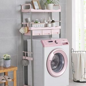 Smartchoice Rak mesin cuci rangka stainless lengkap dengan laci dan gantungan hook