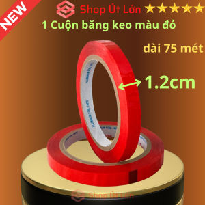 1 Cuộn băng keo màu đỏ OPP rộng 1.2cm dài 75 mét lõi giấy 3mm giá tại xưởng