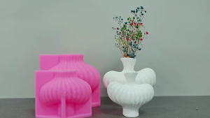 Vase Mold Silicone Planter Mold Striped Shape Flowerpot Mold Desk Ornament Molds Sculpture Mold for Hand-Making Lover