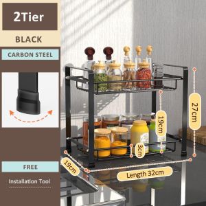 SJorage Spice Rack 2/3Tier Seasoner Storage Storage Rack Organizer Kitchen Organizer