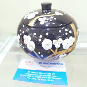 Hộp gỗ sơn mài đa năng hoa mai nổi