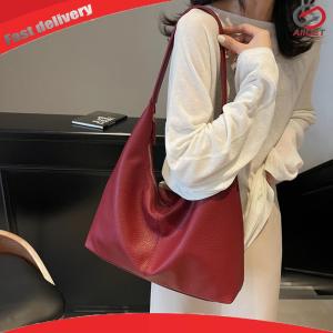 Slouchy Hobo Bag for Women Zipper Closure Tote Bag PU Leather Large Capacity Underarm Bag Solid Color Handbag for Travel Shopping Work