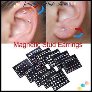 【Jumpping】 24ชิ้น เซ็ตคลิปแม่เหล็กแบบไม่เจาะเครื่องประดับต่างหูพลอยเทียมทรงกลม