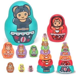 BANZU 8 lớp Búp bê làm tổ Nga Đồ chơi vẽ tay 6 lớp Búp bê xếp chồng thủ công Đồ trang trí Thủ công Đồ chơi Matryoshka Trẻ mới biết đi trẻ em