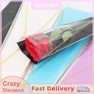 QIXIANG1 50pcs Đơn Tăng tay áo hoa gói túi bó hoa bao bì túi rõ ràng giấy bóng kính hoa giấy gói cho ngày Valentine