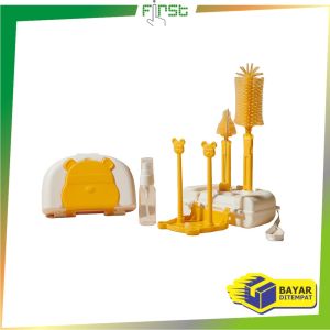 FH-C1069 Sikat Botol Susu Bayi 6IN1 dengan Rak Pengering Botol Portable / Set Bottle Brush + Drying
