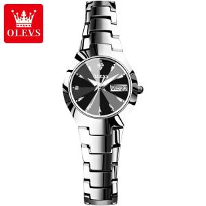 OLEVS 8697 WristWatch Minimalist Diamond Quartz Watch For Girl Steel Belt Alloy Case Date Clock Lady Watches