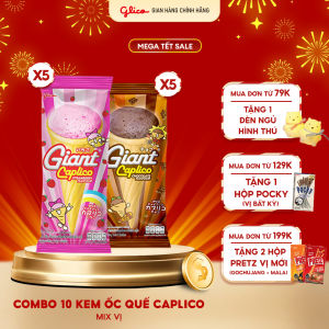 Combo 10 bánh Kem Ốc Quế Glico Caplico 27g ( 5 Chocolate + 5 Dâu )