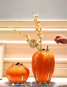 Combo 2 Bình Bông vẽ Vàng Nhập Khẩu_Lọ Hoa Gốm Sứ Giang Tây Cao Cấp_Trang Trí _Decor_Biếu Tặng