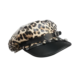 Unique Leopards Embroidery Hat Comfortable Octagonal Hat Large Border Hat for Trendy Outfits